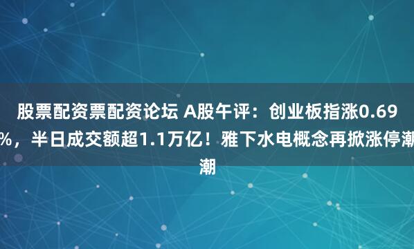 股票配资票配资论坛 A股午评：创业板指涨0.69%，半日成交额超1.1万亿！雅下水电概念再掀涨停潮