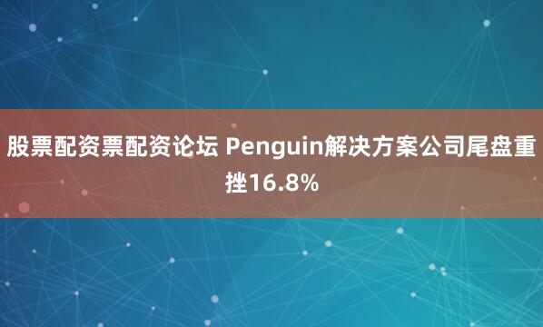 股票配资票配资论坛 Penguin解决方案公司尾盘重挫16.8%